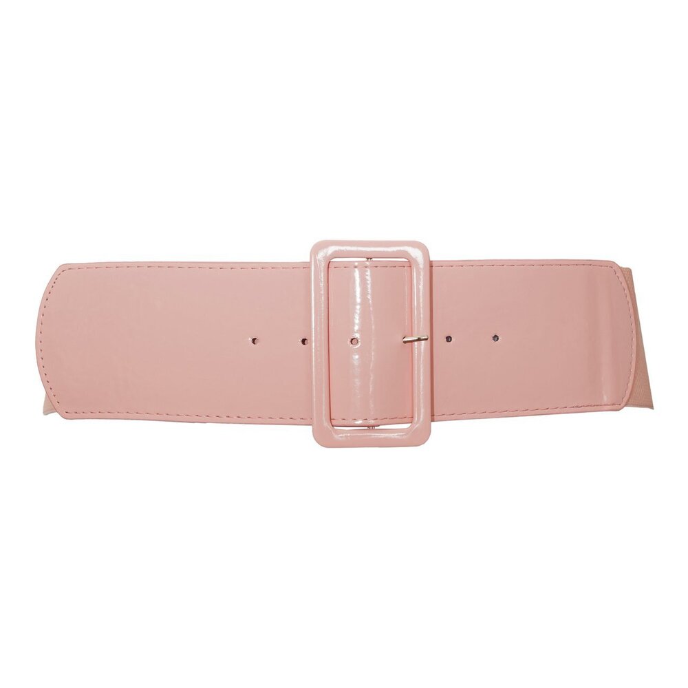2741 Evogues Plus Size Wide Patent Leather Fashion Belt Baby Pink- One
